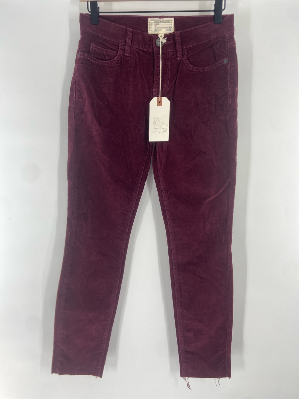Current/Elliot Burgundy Corduroy Skinny Jeans Size 25 NWT